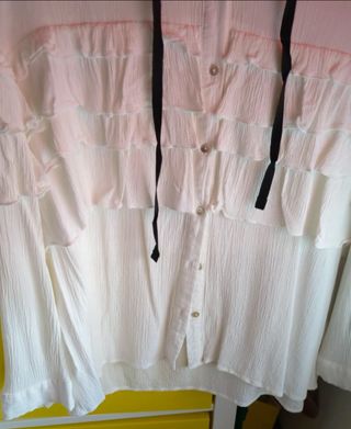 Blusa Zara blanca volantes