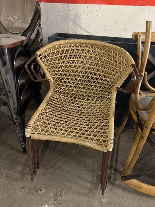 Silla fibra trenzada beige