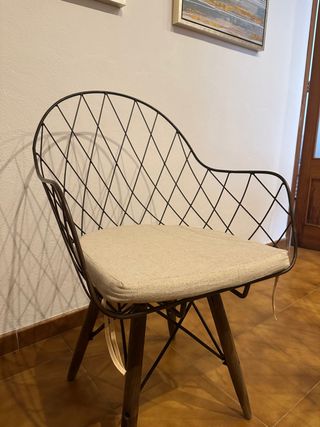 6 sillas comedor - metal, madera, lino