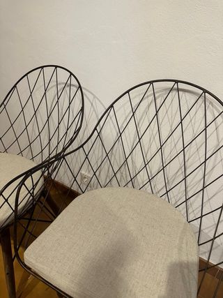 6 sillas comedor - metal, madera, lino