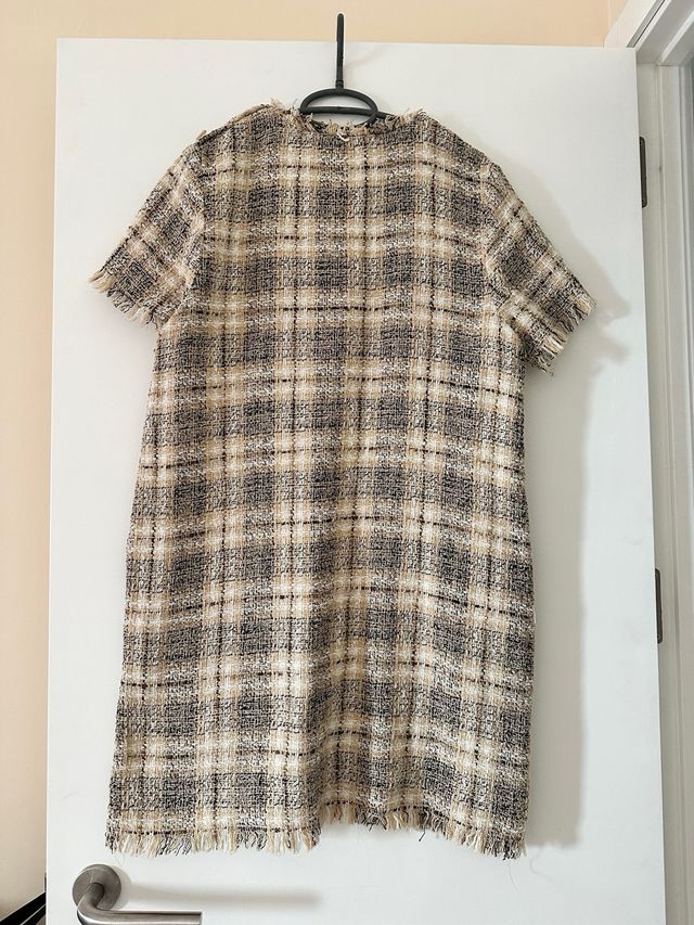 Vestido Zara cuadros beige