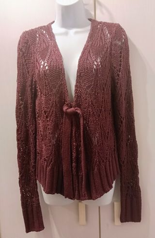 Chaqueta punto calado mujer púrpura-burdeos M/L