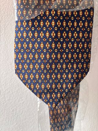 Corbata seda italiana azul y marrón