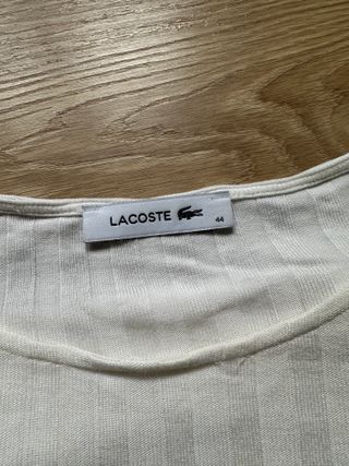 Camiseta Lacoste Mujer 44 Blanco Crema Manga Corta