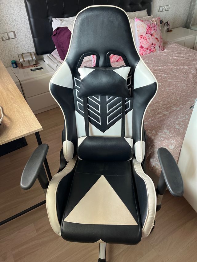 Silla Gaming - Piel Sintética Blanco/Negro