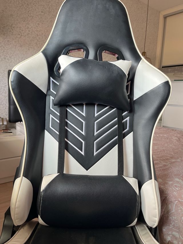 Silla Gaming - Piel Sintética Blanco/Negro