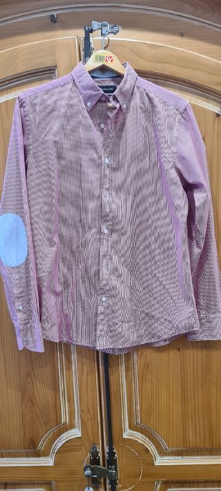 Camisa cuadros rojos massimo dutti con coderas