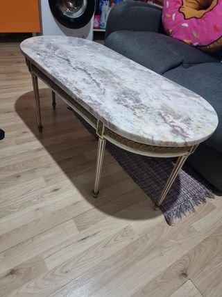 Mesa centro mármol blanco-dorado