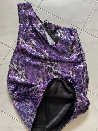 Abito Miss Sixty paillette viola tg M