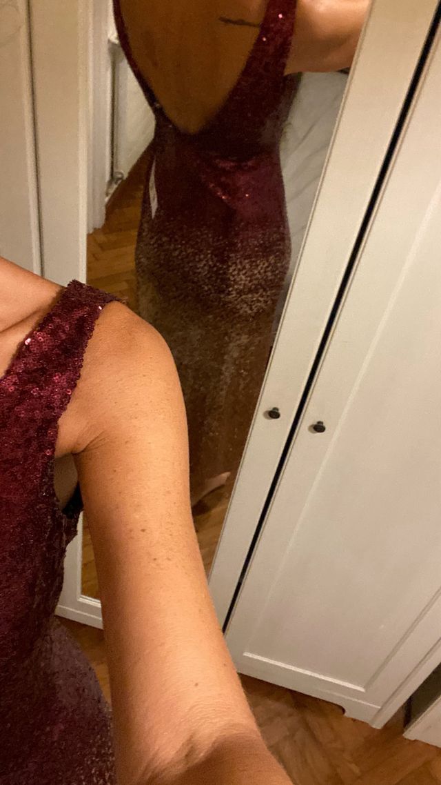 Vestido lentejuelas dorado-rojo