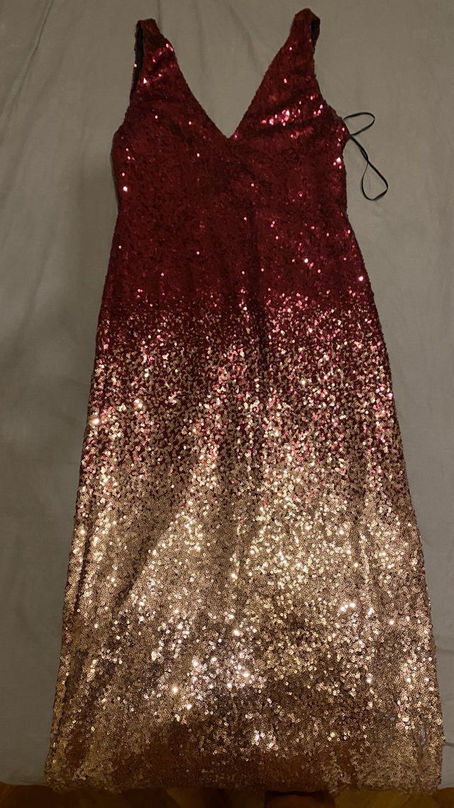 Vestido lentejuelas dorado-rojo