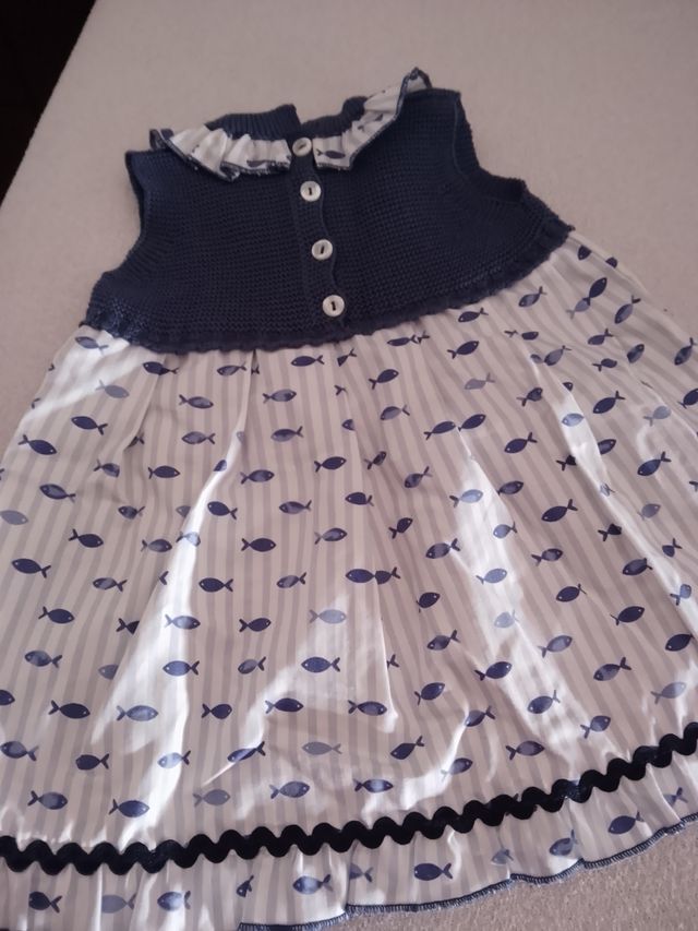 Vestido niña rayas peces