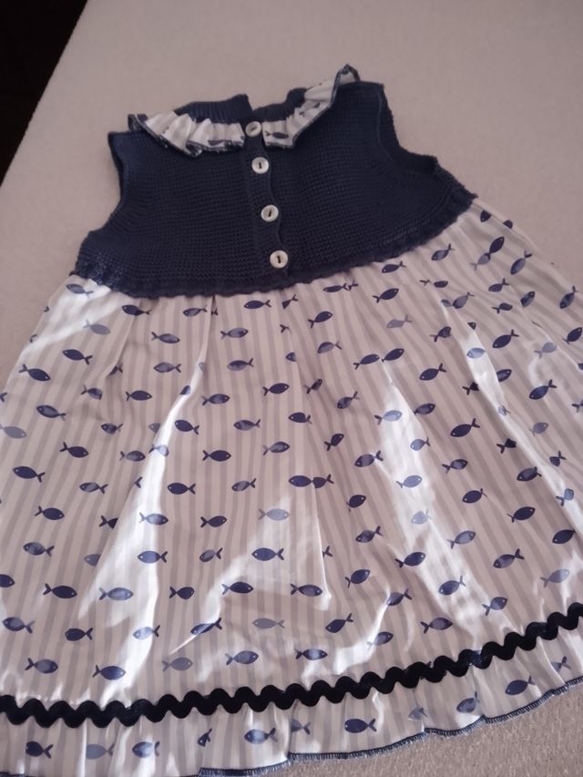 Vestido niña rayas peces