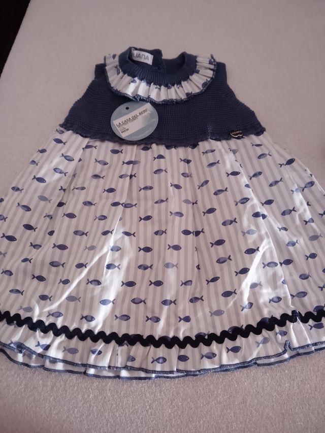 Vestido niña rayas peces