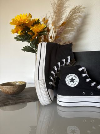 Converse negras plataforma altas