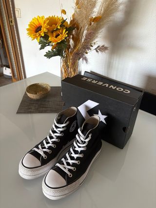 Converse negras plataforma altas