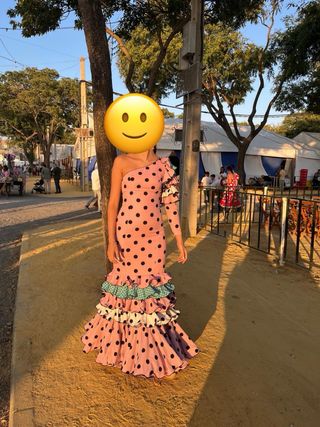 Traje Flamenca lunares rosa-negro