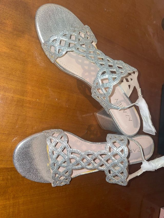 Sandalias Plata Brillantes