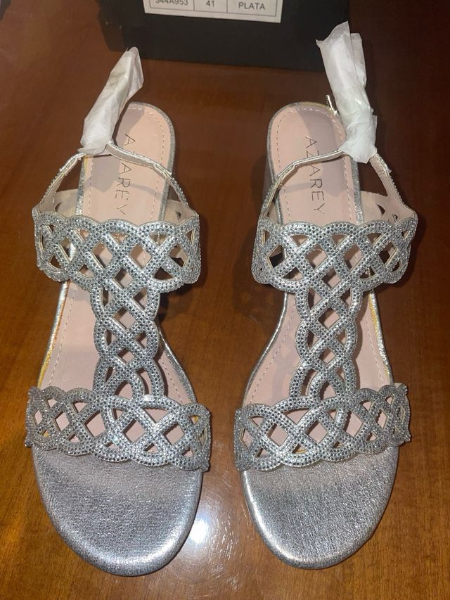 Sandalias Plata Brillantes