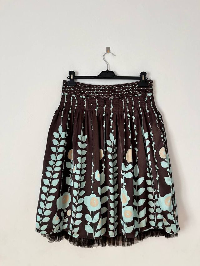 Falda marrón vintage estampada
