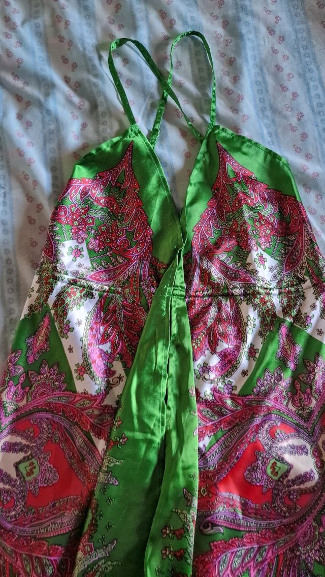 Vestido largo estampado - raso