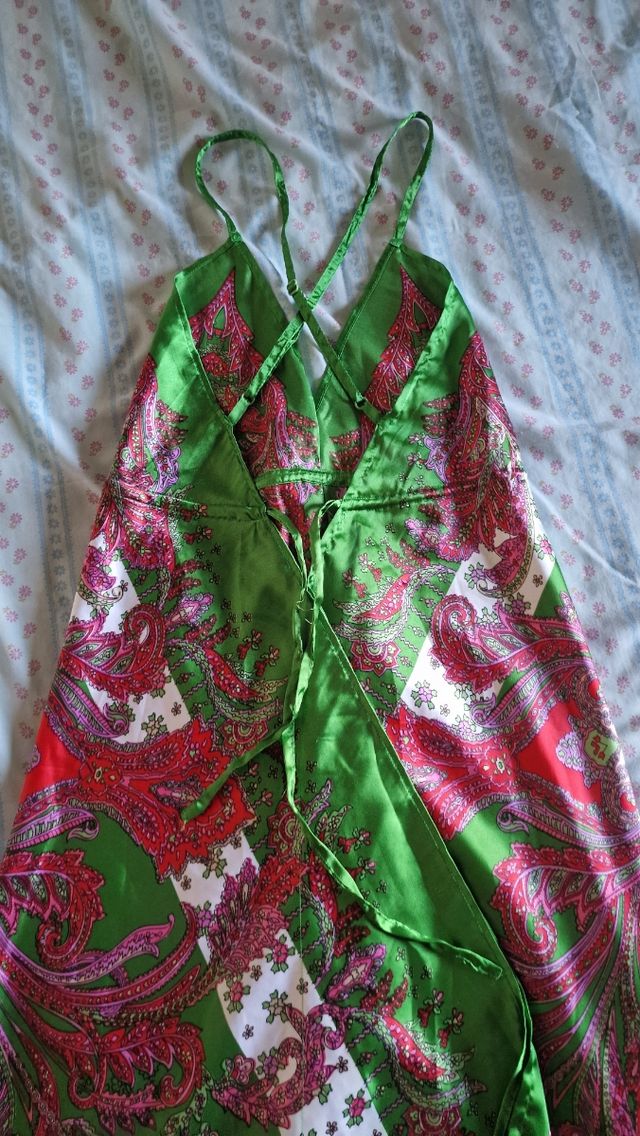 Vestido largo estampado - raso