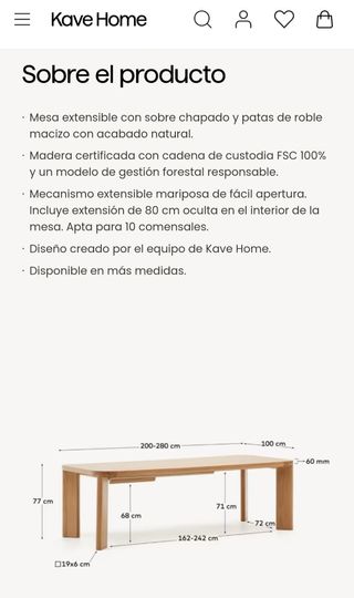 Mesa extensible Jondal - Kave Home