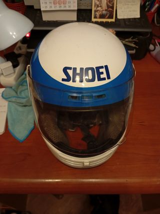 CASCO SHOEI blanco y azul