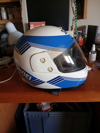 CASCO SHOEI blanco y azul