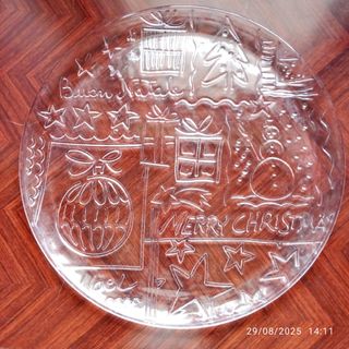 Piatto Natale Vetro Decorato