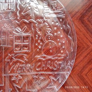 Piatto Natale Vetro Decorato