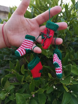 Adornos Navidad crochet - Mini calcetines, setas