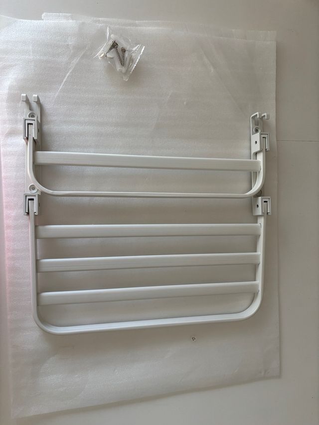 Toallero plegable baño blanco - Metal