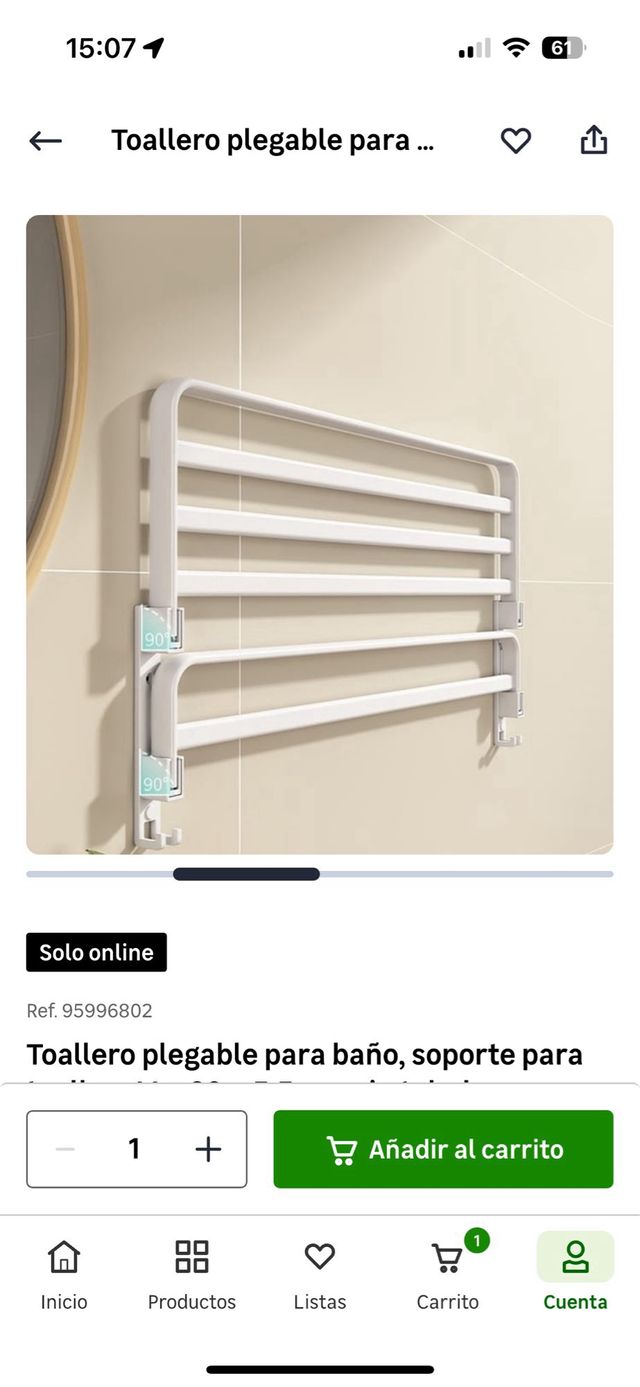 Toallero plegable baño blanco - Metal