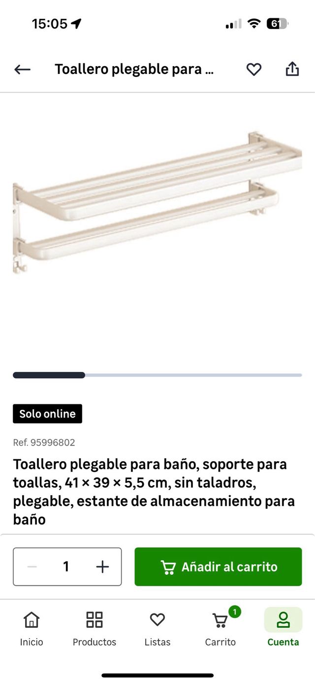 Toallero plegable baño blanco - Metal