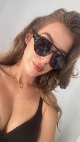 Gafas sol redondas negras nuevas 