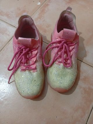 Zapatillas brillantes niña rosa