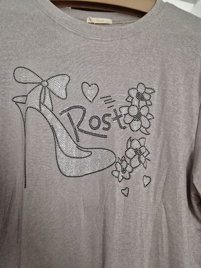 Jersey gris con pedreria