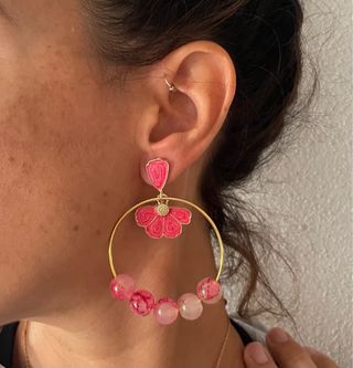 Pendientes para invitada o flamenca fucsia