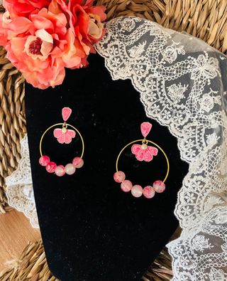 Pendientes para invitada o flamenca fucsia