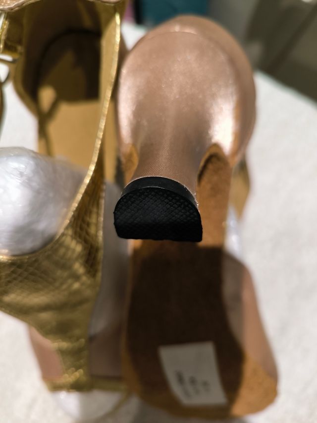 Zapatos baile rosa suave-dorado, talla 38