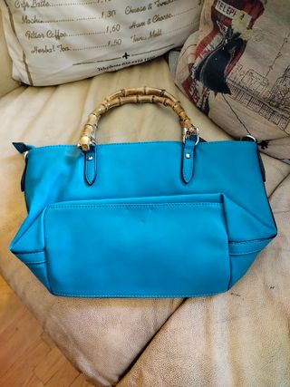 Borsa Sisley teal - manici  Bamboo