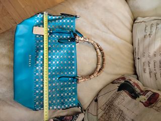 Borsa Sisley teal - manici  Bamboo
