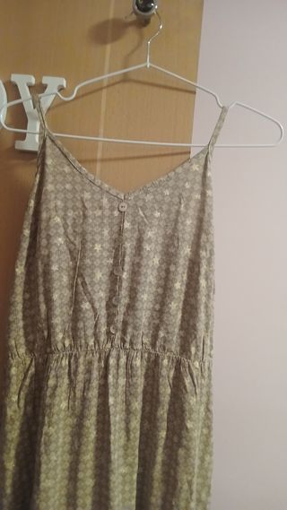 Vestido largo beige estampado estrellas