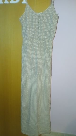 Vestido largo beige estampado estrellas