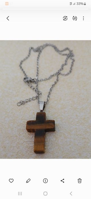 Collar Cruz Ojo Tigre.Unisex
