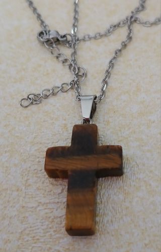 Collar Cruz Ojo Tigre.Unisex