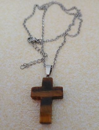 Collar Cruz Ojo Tigre.Unisex