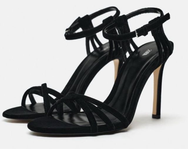 Sandalias sin estrenar negras terciopelo_ZARA_T 38