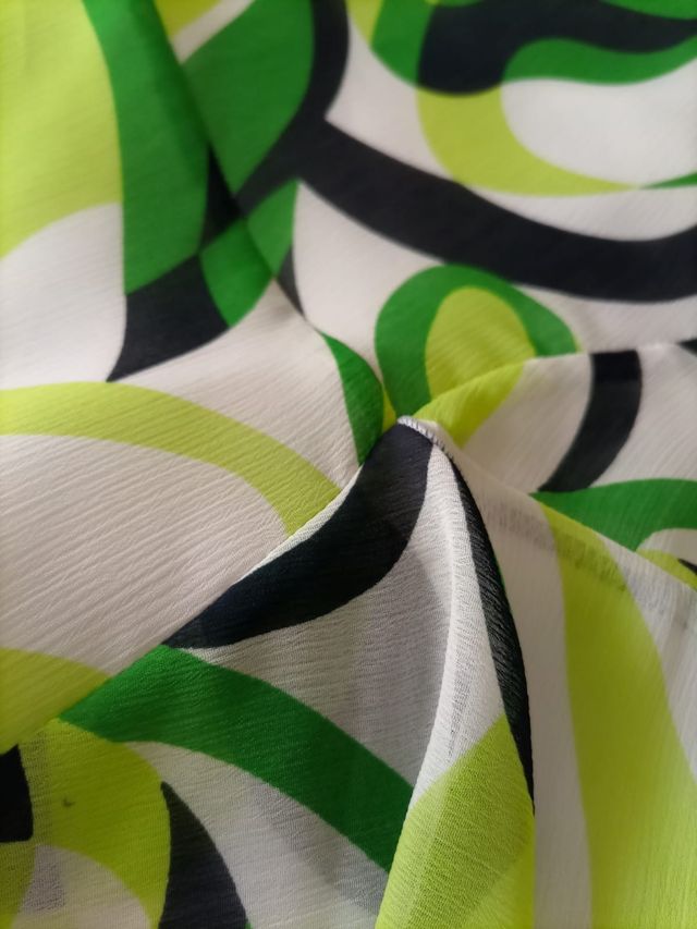 Vestido verde y blanco estampado